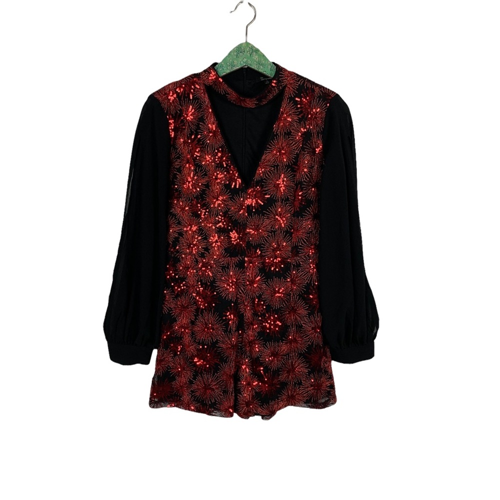 The Clothing Company Romper Large Sequins Red Black